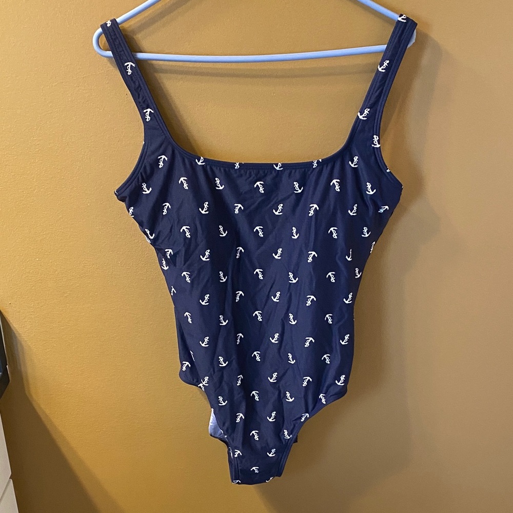 Tommy Hilfiger Navy Blue Suit with White Anchors